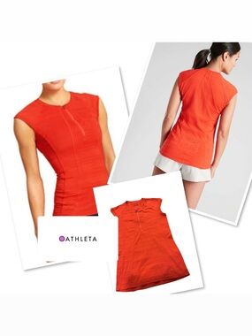 Athleta Orange Sleeveless Zip-Front Performance Tank